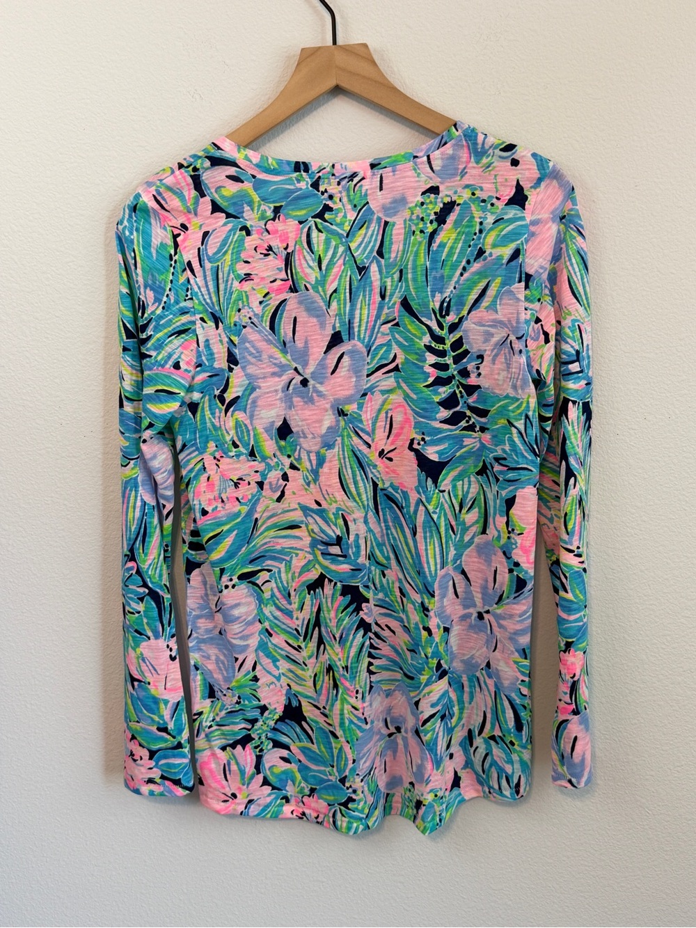 Lilly Pulitzer Long Sleeve Floral Tee in Pink & Teal - Picture 4 of 8